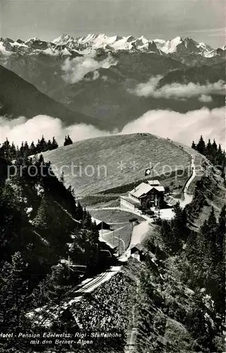 AK / Ansichtskarte Rigi Staffel Hotel Pension Edelweiss mit Berner Alpen Kat. Rigi Staffel