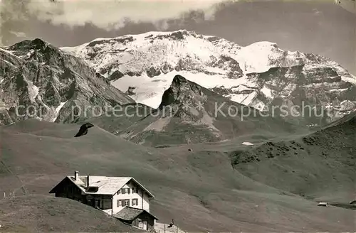 AK / Ansichtskarte Adelboden Hahnenmoospass Adelboden Lenk mit Wildstrubel und Regenbolshorn Berner Alpen Kat. Adelboden