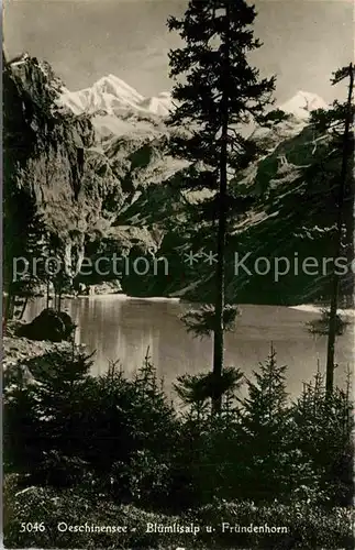 AK / Ansichtskarte Oeschinensee Bluemlisalp und Fruendenhorn Berner Alpen Kat. Oeschinenhorn