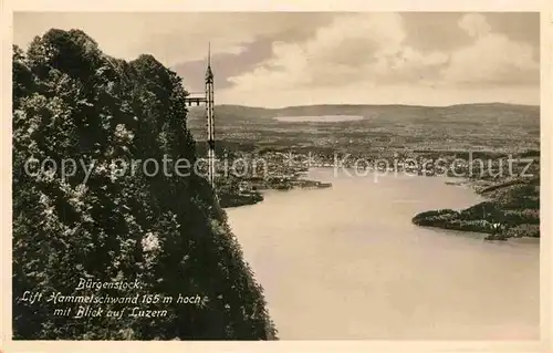 AK / Ansichtskarte Buergenstock Vierwaldstaettersee Lift Hammelschwand mit Blick auf Luzern Kat. Buergenstock