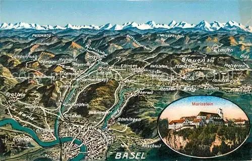 AK / Ansichtskarte Mariastein SO Kloster Basel Rheintal Schweizer Alpen aus der Vogelperspektive Kat. Mariastein