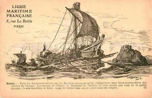 AK / Ansichtskarte Marine Rome Ligue Maritime Francaise Kuenstlerkarte Albert Sebille Kat. Schiffe