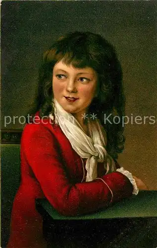 AK / Ansichtskarte Kuenstlerkarte Le Brun Portrait of a Boy in red  Kat. Kuenstlerkarte