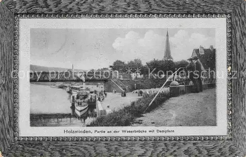 AK / Ansichtskarte Holzminden Weser Weserbruecke Dampfer Kat. Holzminden