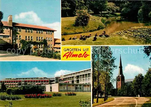 AK / Ansichtskarte Almelo Teilansichten Gebaeude Kirche Park Enten Kat. Almelo