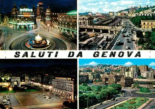 AK / Ansichtskarte Genova Genua Liguria Piazza de Ferrari Stazione Marittima Piazza della Vittoria Piazza Verdi Stazione Brignole Kat. Genova