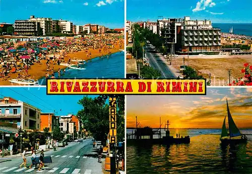 AK / Ansichtskarte Rimini Strand Hotels Strassenpartie Sonnenuntergang am Meer Kat. Rimini