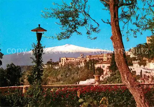 AK / Ansichtskarte Taormina Sizilien Giardino Pubblico e l Etna Volksgarten Vulkan aetna Kat. 