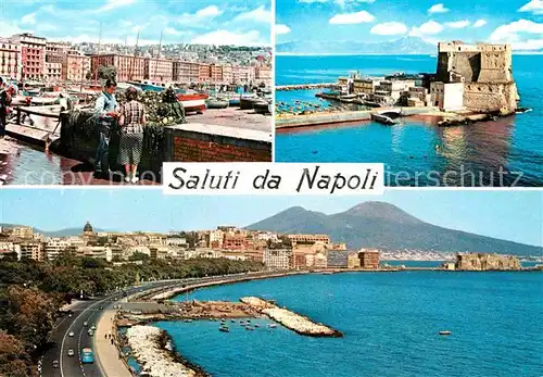 AK / Ansichtskarte Napoli Neapel Hafen Alte Festung Uferstrasse Vulkan Vesuv Kat. Napoli