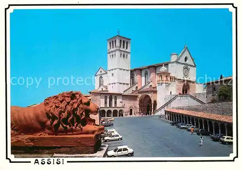 AK / Ansichtskarte Assisi Umbria Basilica di San Francesco Basilika Loewenskulptur Kat. Assisi