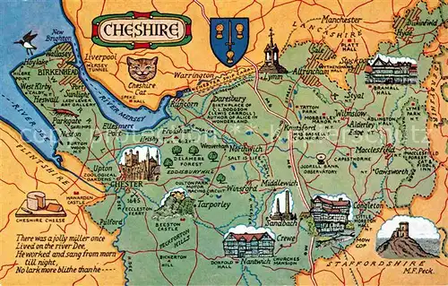 AK / Ansichtskarte Cheshire Map Landkarte