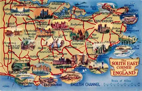 AK / Ansichtskarte Eastbourne Sussex Map of the South East Corner of England Kat. Eastbourne