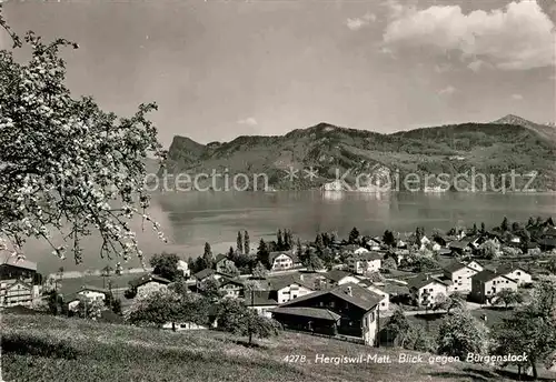 AK / Ansichtskarte Matt Hergiswil NW Panorama Blick ueber Vierwaldstaettersee gegen Buergerstock