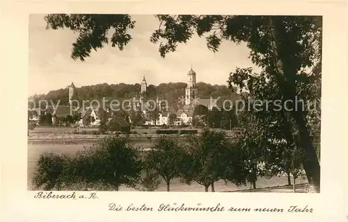 AK / Ansichtskarte Biberach Riss Weisser Turm Gigelturm Neujahrskarte Kat. Biberach an der Riss