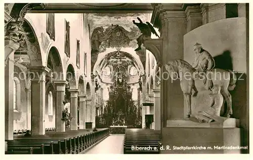 AK / Ansichtskarte Biberach Riss Stadtpfarrkirche Martinsdenkmal Kat. Biberach an der Riss