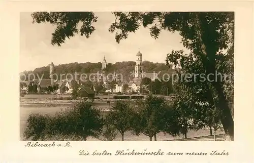 AK / Ansichtskarte Biberach Riss Kirche Panorama Neujahrskarte Kat. Biberach an der Riss