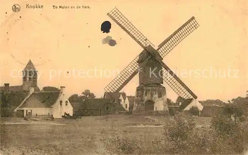 AK / Ansichtskarte Knokke West Vlaanderen Molen an de Kerk Kat. 