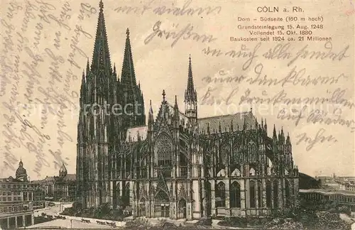 AK / Ansichtskarte Coeln Rhein Dom Kat. Koeln