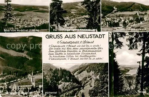 AK / Ansichtskarte Neustadt Schwarzwald Muenster Hochfirst Hoellental Titisee