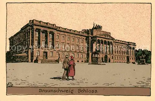 AK / Ansichtskarte Braunschweig Schloss Kuenstlerkarte  Kat. Braunschweig