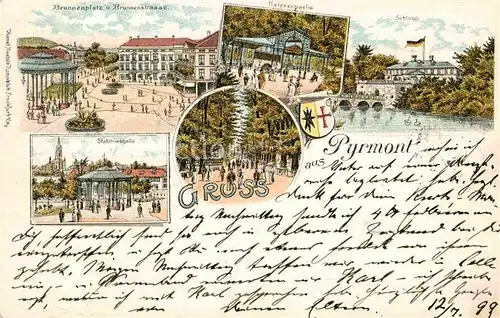 AK / Ansichtskarte Bad Pyrmont Brunnenplatz Brunnenallee Schloss Helenenquelle  Kat. Bad Pyrmont