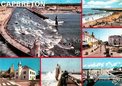 AK / Ansichtskarte Capbreton Plage Entree du port Eglise Mairie Nouvelle Place Plage Kat. Capbreton