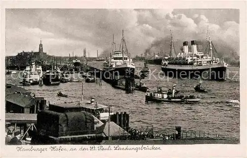 AK / Ansichtskarte Schiffe Ships Navires Hamburg Hafen St. Pauli Landungsbruecken 