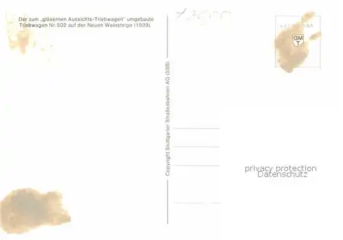 AK / Ansichtskarte Strassenbahn Glaeserne Aussichts Tiriebwagen 502 Neue Weinsteige  Kat. Strassenbahn