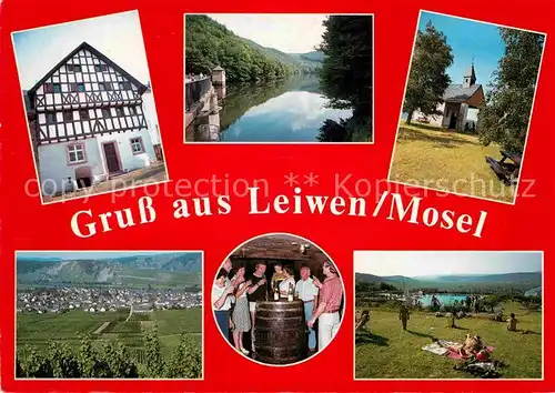 AK / Ansichtskarte Leiwen Mosel Teilansichten Weinort Weinbaugebiet Freibad Ferienzentrum