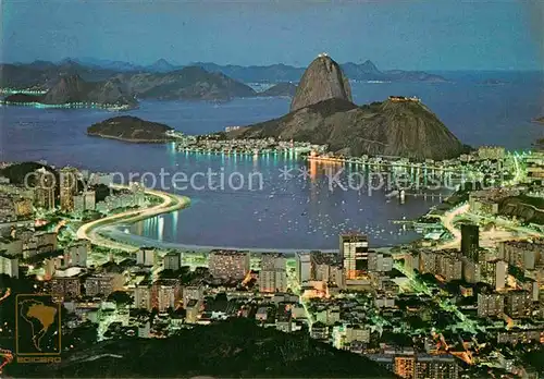AK / Ansichtskarte Rio de Janeiro Panorama Nachtaufnahme Botafogo Bay Zuckerhut Kat. Rio de Janeiro
