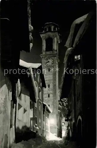 AK / Ansichtskarte Samedan Kirchturm bei Nacht Kat. Samedan