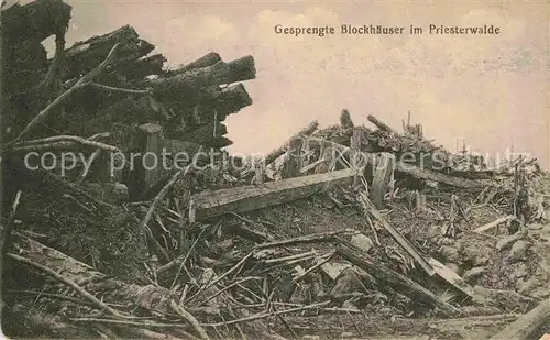 AK / Ansichtskarte Priesterwald Kriegsschauplatz Gesprengte Blockhaeuser