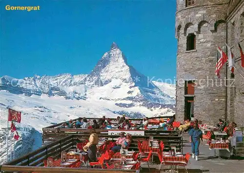 AK / Ansichtskarte Gornergrat Zermatt Sonnenterrasse mit Blick zum Matterhorn Kat. Gornergrat