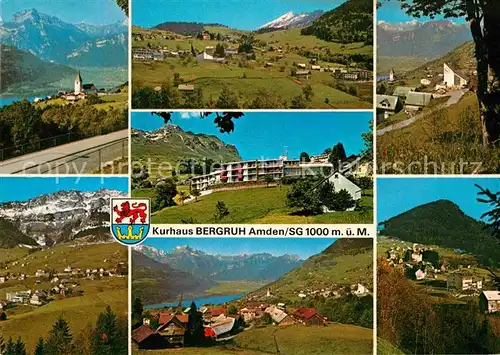 AK / Ansichtskarte Amden SG Gesamtansicht mit Alpenpanorama Walensee Kurhaus Bergruh Kat. Amden