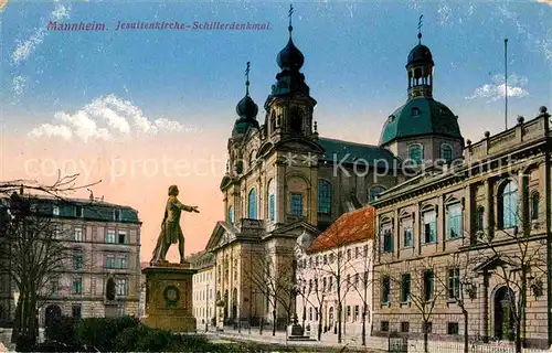 AK / Ansichtskarte Mannheim Jesuitenkirche Schillerdenkmal Kat. Mannheim