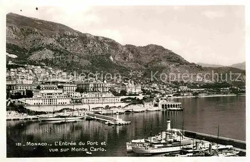AK / Ansichtskarte Monaco Entree du Port et vue sur Monte Carlo Kat. Monaco