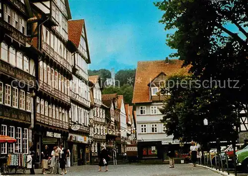 AK / Ansichtskarte Hann. Muenden Kirchplatz mit Blick zur Tillyschanz Fachwerkhaeuser Kat. Hann. Muenden