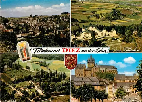 AK / Ansichtskarte Diez Lahn Panorama Felkekurort Schloss Oranienstein Marktplatz Felkebad Kat. Diez