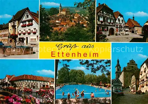AK / Ansichtskarte Ettenheim Teilansichten Innenstadt Kirche Brunnen Freibad Kat. Ettenheim