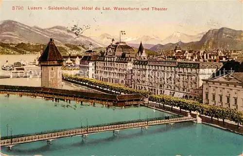 AK / Ansichtskarte Luzern LU Seidenhofquai Hotel du Lac Wasserturm und Theater Kat. Luzern