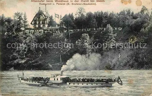 AK / Ansichtskarte Basel BS Rheinufer beim Waldhaus in der Hardt Personendampfer Kat. Basel