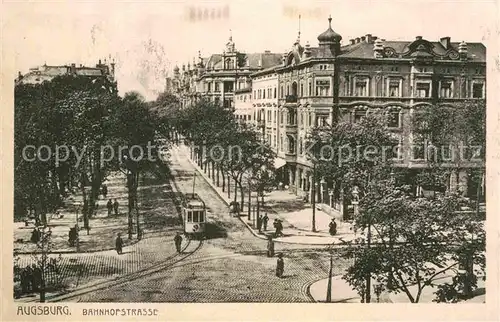 AK / Ansichtskarte Strassenbahn Augsburg Bahnhofstrasse  Kat. Strassenbahn