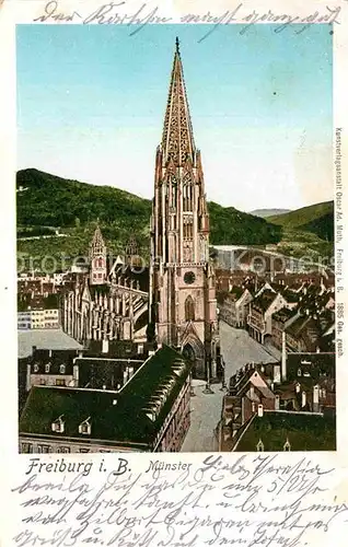 AK / Ansichtskarte Goldfensterkarte Nr. 1885 Freiburg im Breisgau Muenster  Kat. Verlage