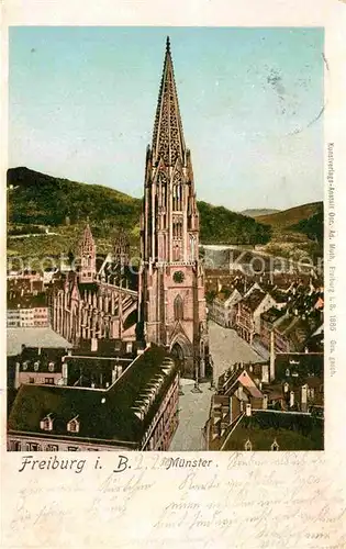 AK / Ansichtskarte Goldfensterkarte Nr. 1885 Freiburg im Breisgau Muenster  Kat. Verlage
