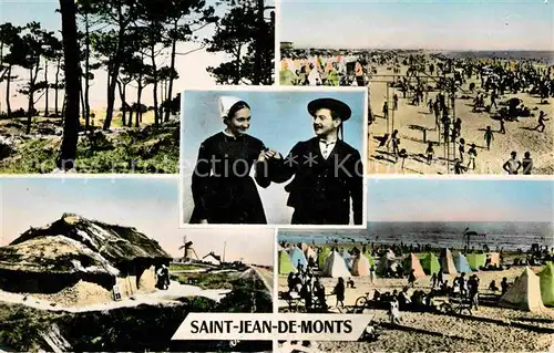 AK / Ansichtskarte Saint Jean de Monts Plage Foret Bourine et Costume Maraichin Kat. Saint Jean de Monts