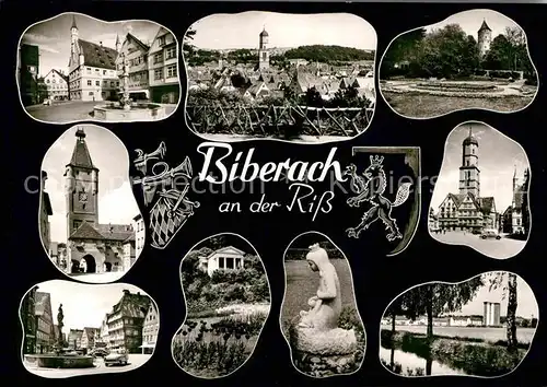 AK / Ansichtskarte Biberach Riss Marktplatz Schloss Stadtansicht Figur Kat. Biberach an der Riss