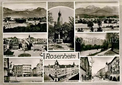 AK / Ansichtskarte Rosenheim Bayern Ludwigsplatz Stadtgarten Max Josef Platz Prinzregentenstrasse Kat. Rosenheim