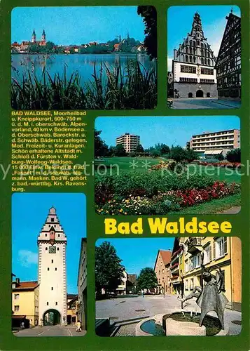 AK / Ansichtskarte Bad Waldsee Seepartie Rathaus Wurzacher Tor Marktplatz Kat. Bad Waldsee