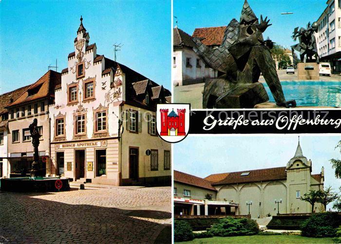 AK / Ansichtskarte Offenburg Marktplatz Brunnen Hirsch