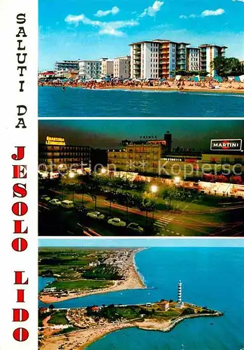 AK / Ansichtskarte Jesolo Lido Strand Hotels Nachtaufnahme Leuchtturm Fliegeraufnahme